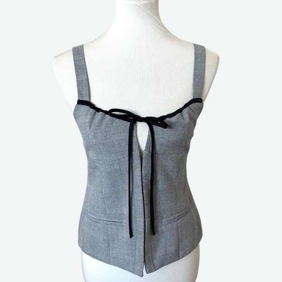 Boutique Corset Top Tied Plaid Black and Grey size Medium. - Picture 2 of 5